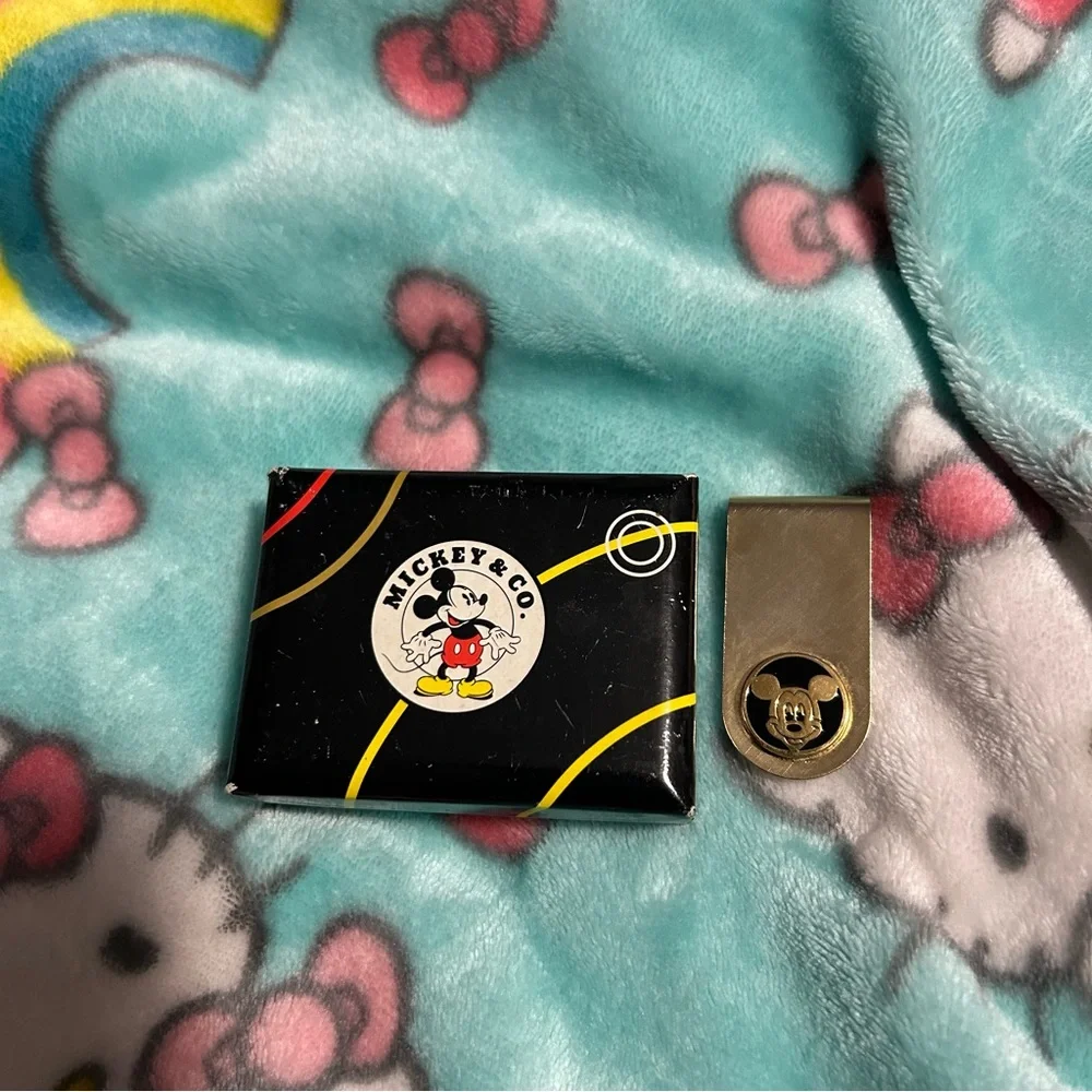 Vintage Mickey Mouse money clip by‎ DISNEY COLIBRI gold black Mickey & co